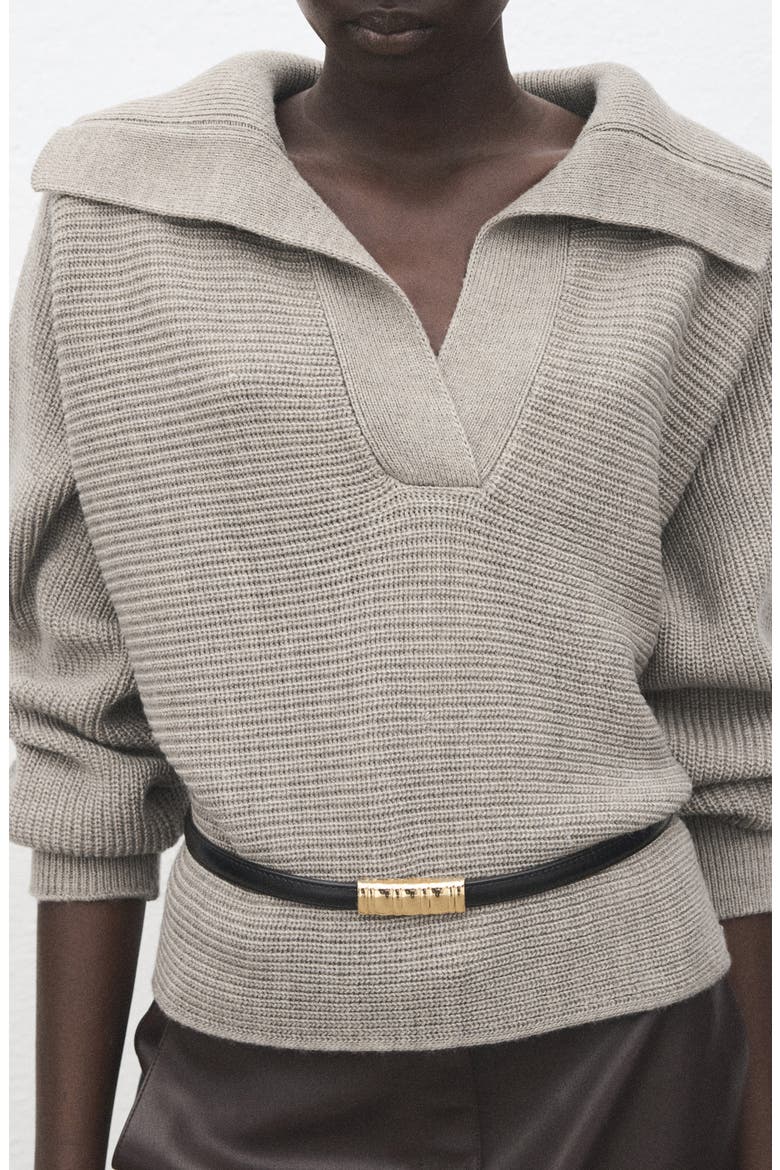Manzana Dolman Sleeve Polo Sweater, Alternate, color, LIGHT/ PASTEL GREY