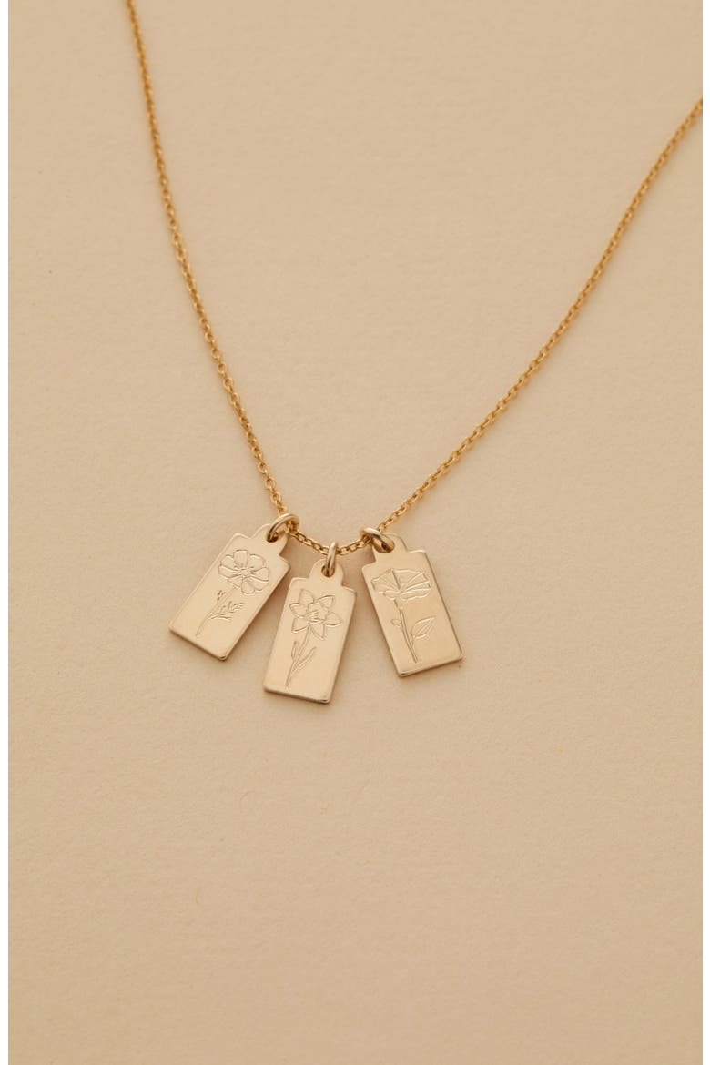 Tawney Birth Flower Necklace, Alternate, color, GOLD / 3 CHARMS