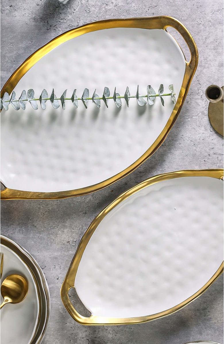 Stone Lain Florian Porcelain 2-Piece Serving Plate Set, Alternate, color, White