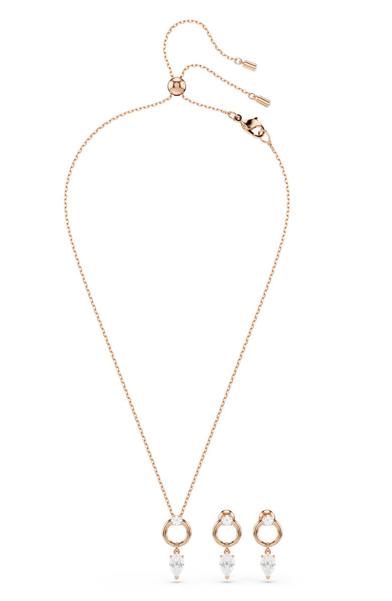 Swarovski Mesmera Drop Earrings & Pendant Necklace Set, Alternate, color, Rose Gold/ White