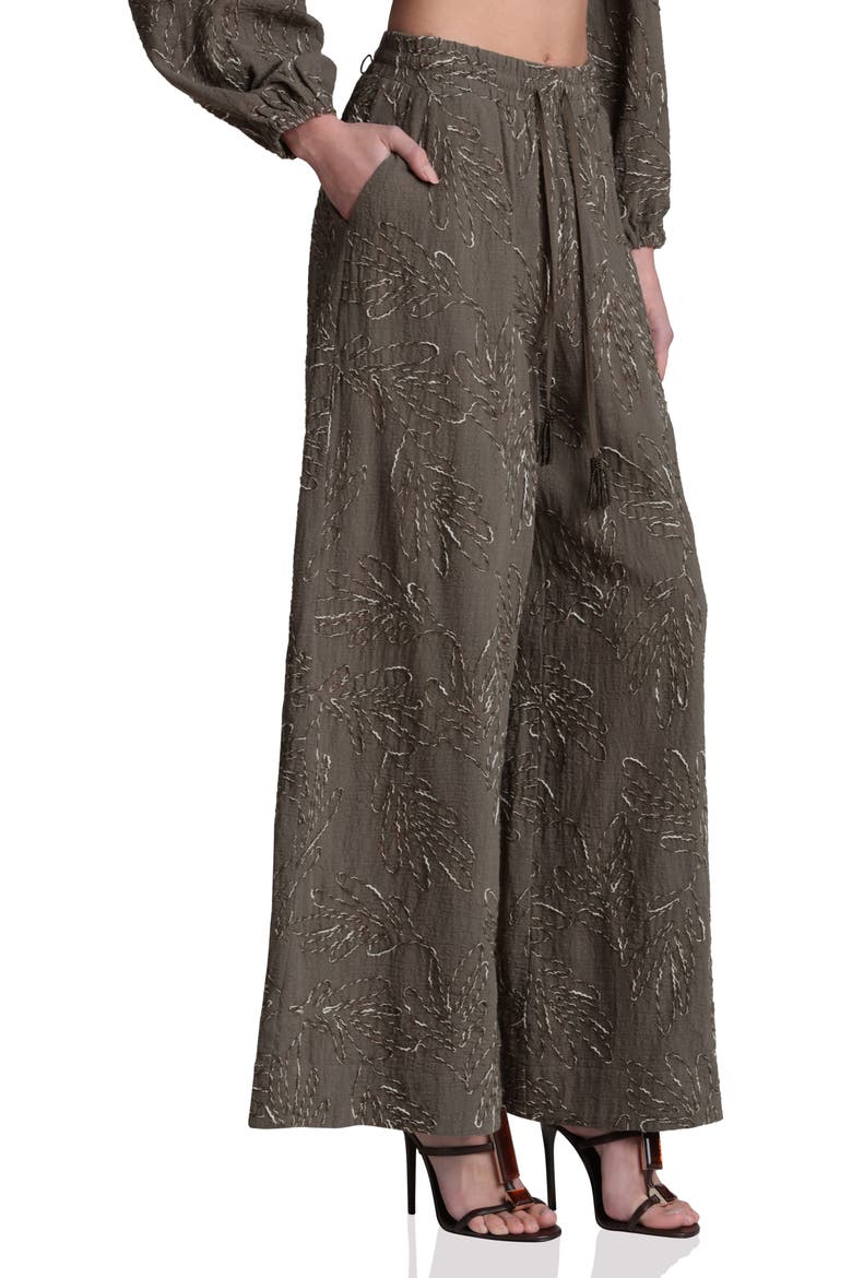 Embroidered Extreme Wide Leg Palazzo Pants, Alternate, color, OLIVE