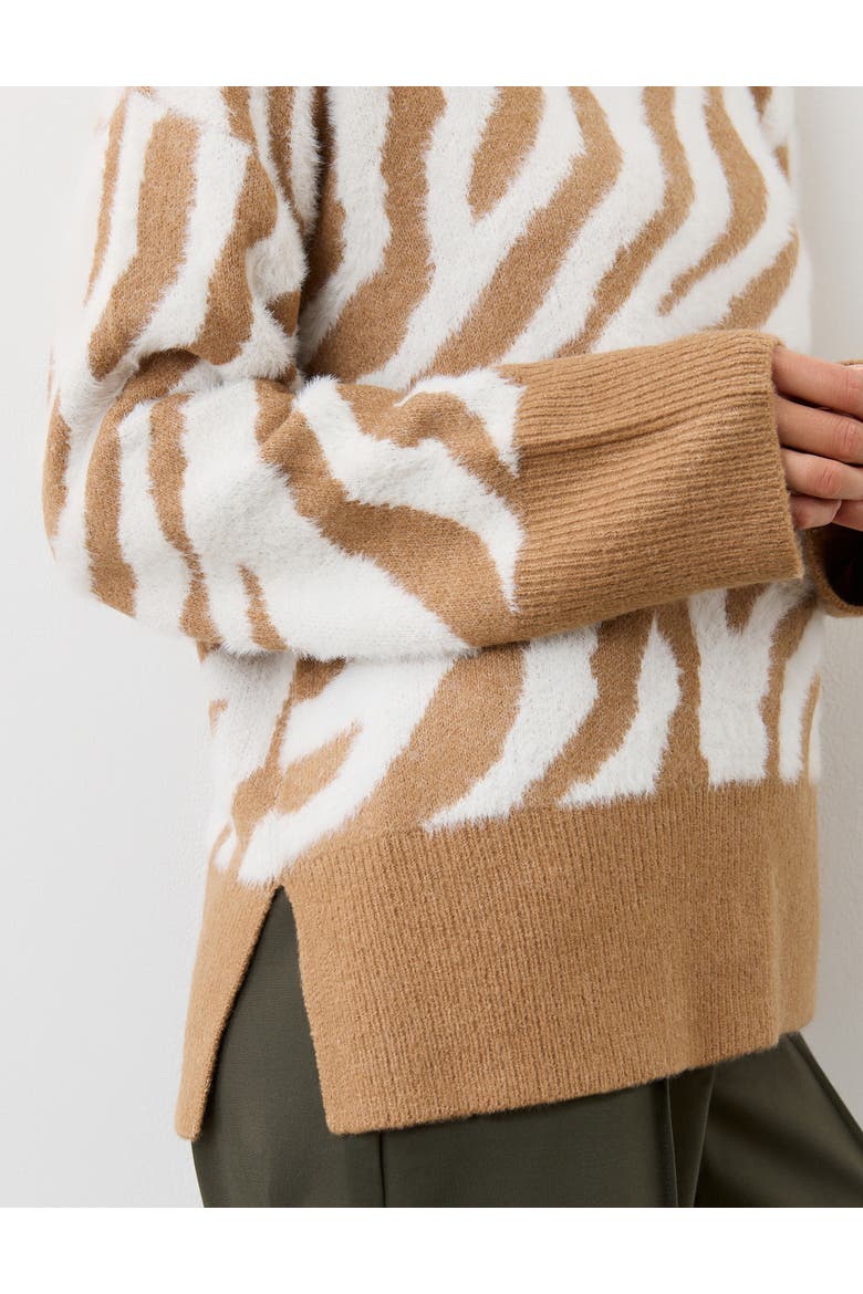 Tully Animal Print Knitted Sweater, Alternate, color, Tan Zebra