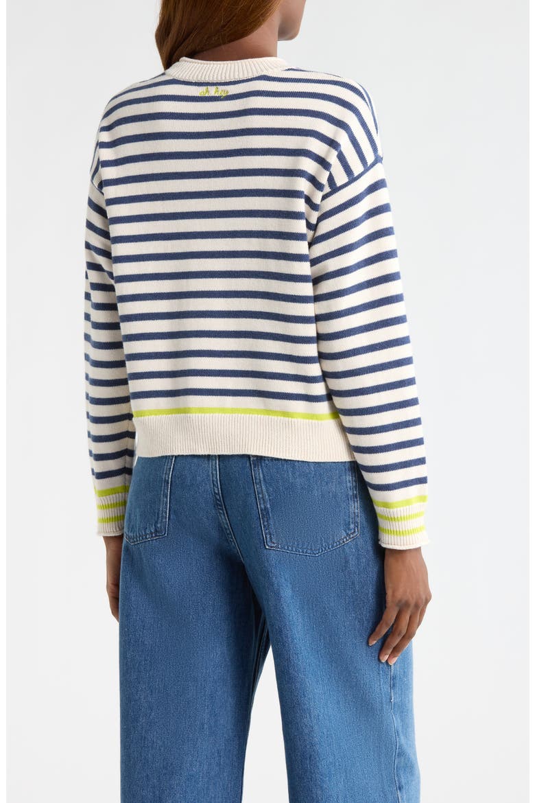 Suki Stripe Cotton Rollneck Sweater, Alternate, color, NAVY STRIPE