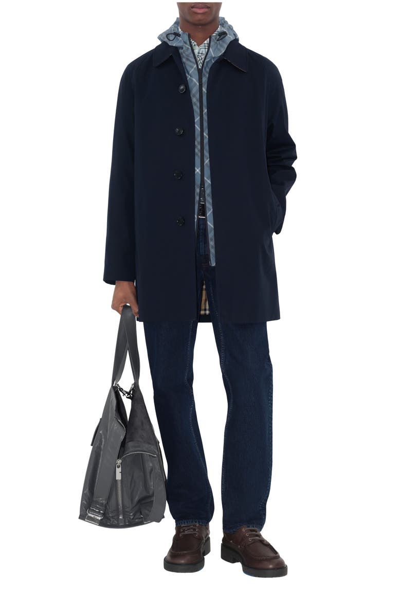 Burberry Short Camden Heritage Car Coat, Main, color, Coal Blue