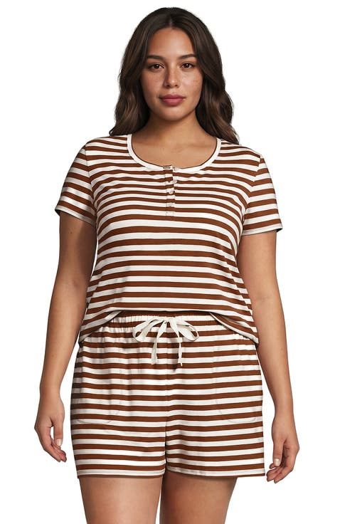 Knit 2 Piece Pajama Set - Short Sleeve Top And Shorts