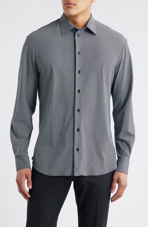 Emporio Armani Microdot Button-up Shirt In Gray