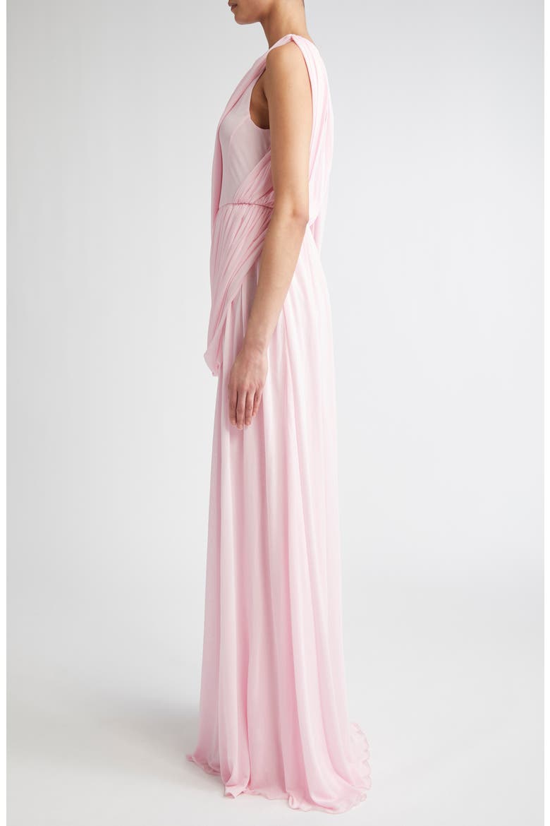 Draped One-Shoulder Gown, Alternate, color, PALE ROSE
