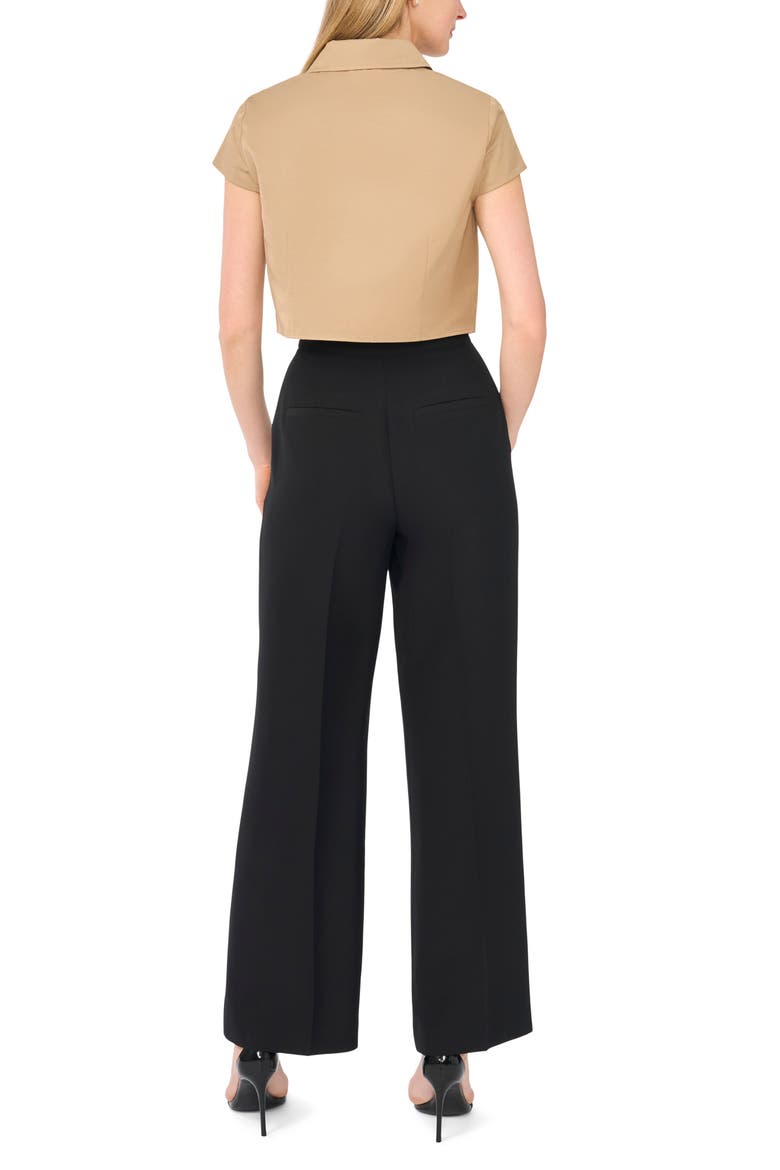 Cap Sleeve Button-Up Shirt, Alternate, color, ALMOND LATTE