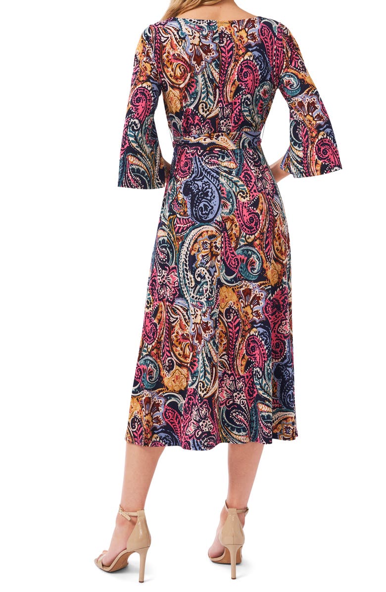 Chaus Belted Split Sleeve Midi Dress, Alternate, color,