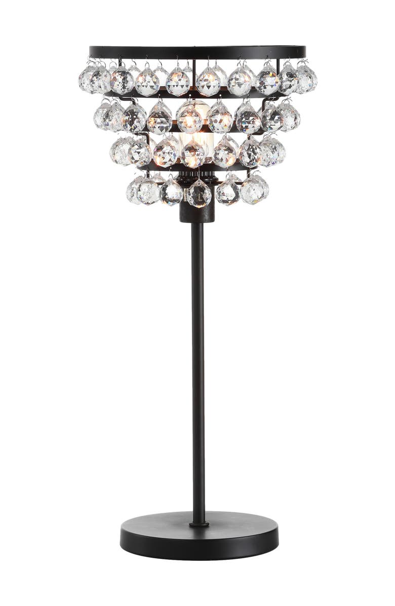 JONATHAN Y Buckingham 25" Crystal/Metal Table Lamp, Main, color, Bronze
