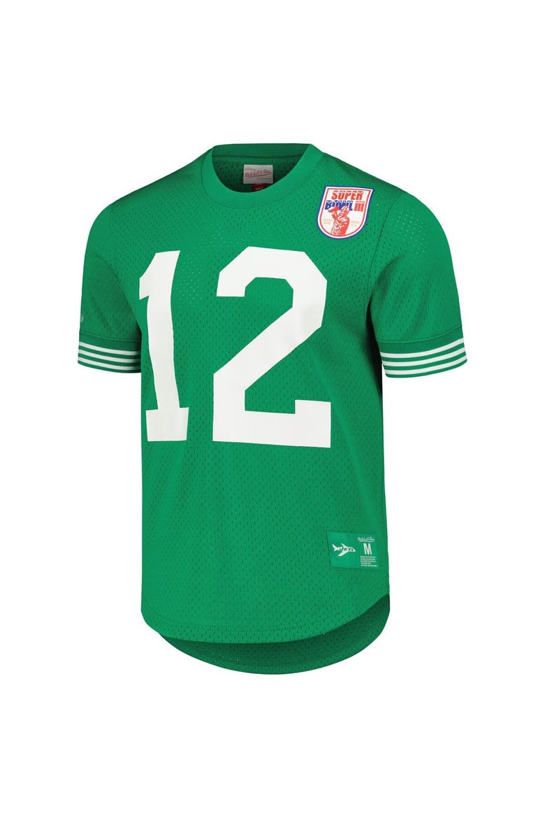 Men's Mitchell & Ness Joe Namath Kelly Green New York Jets Retired Player Name & Number Mesh Top, Alternate, color, Kelly Green