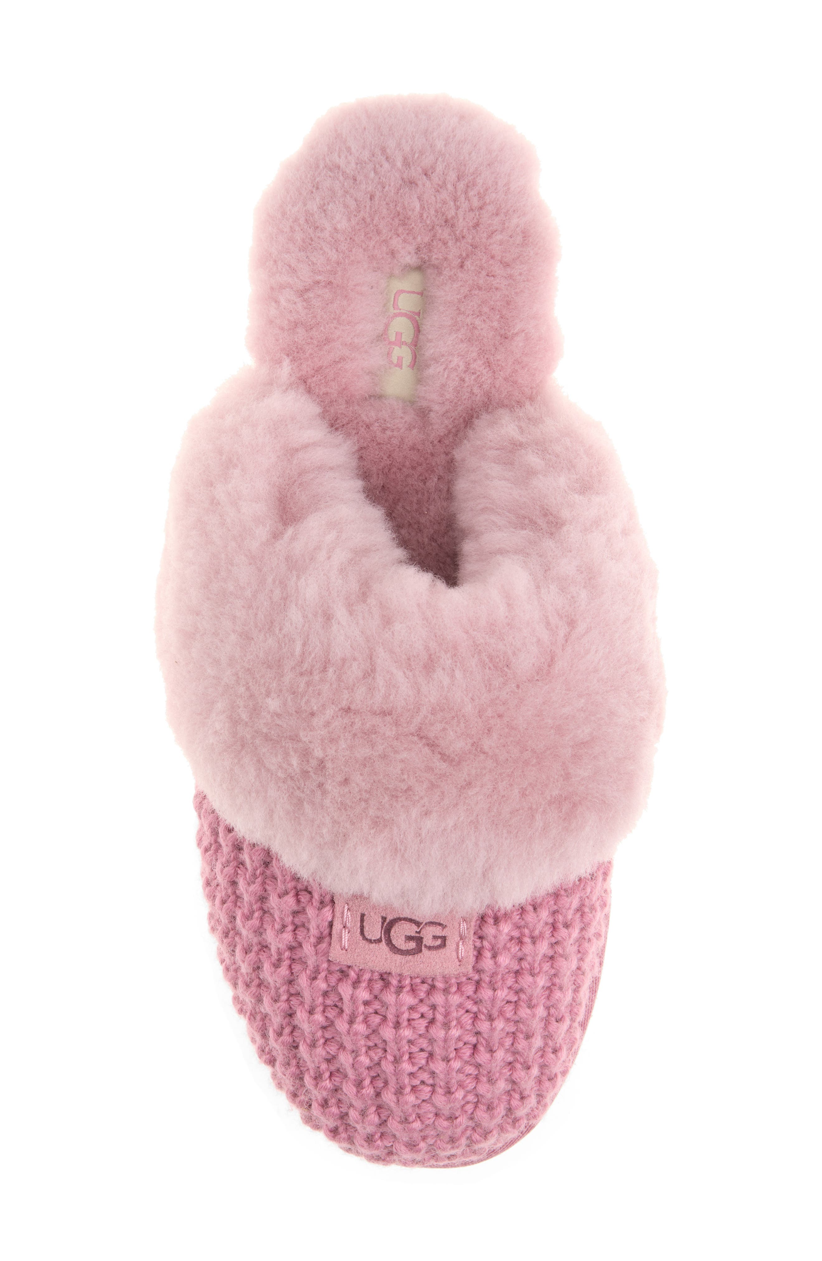 Cozy Knit Genuine Shearling Slipper, Alternate, color, DUSTY ORCHID