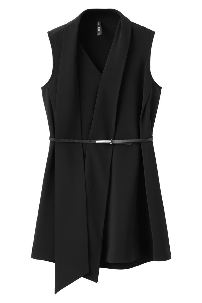 Scarf Neck Belted Minidress, Alternate, color, BLACK