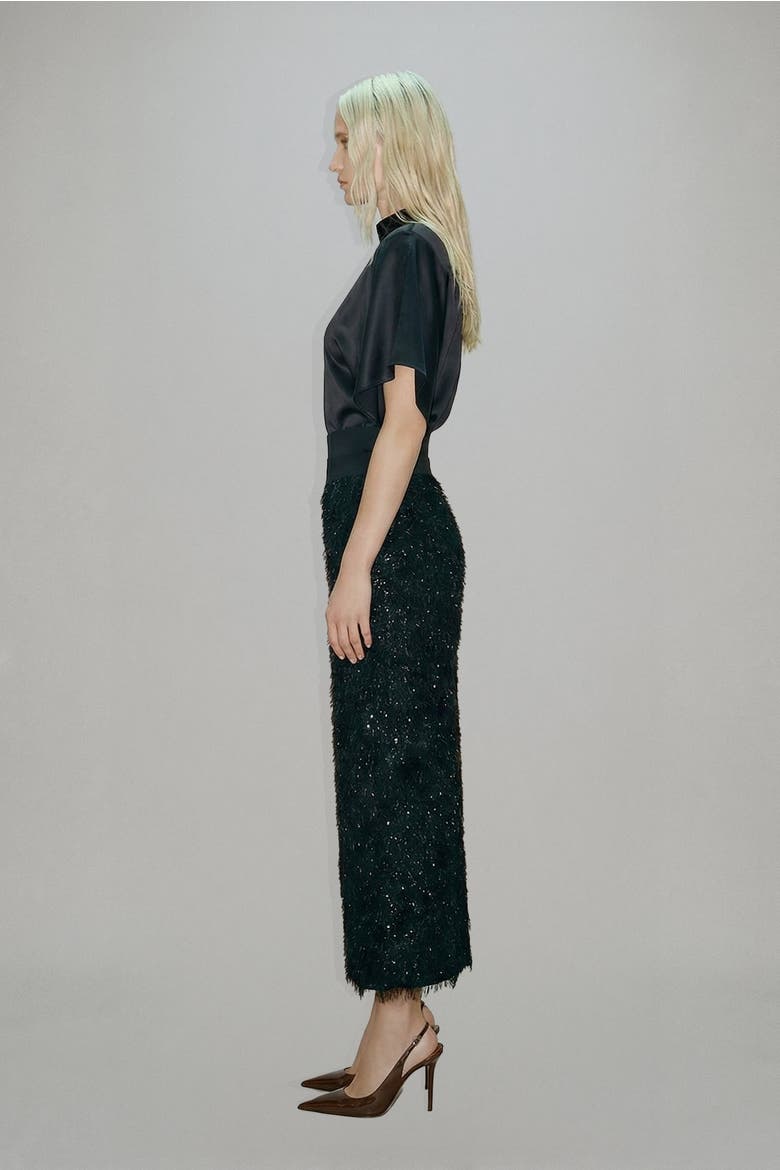 Nina Fringe Skirt, Alternate, color, Black