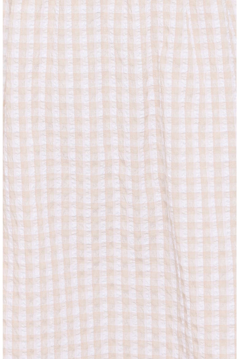 Cadhla Print Cotton Blend Minidress, Alternate, color, BEIGE GINGHAM