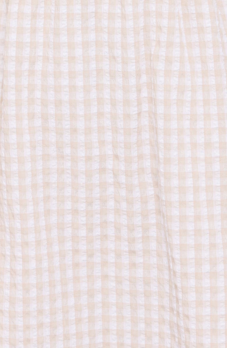Petal & Pup Cadhla Print Cotton Blend Minidress, Alternate, color, Beige Gingham