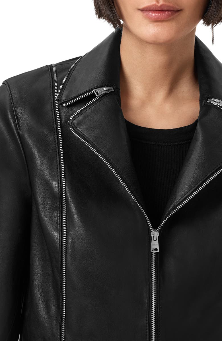 AllSaints Landers Leather Biker Jacket, Alternate, color, Black