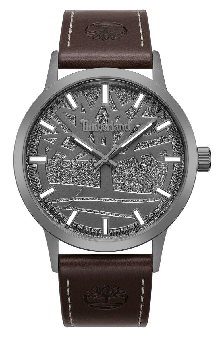 Classic Three-Hand Watch, Main, color, DARK BROWN