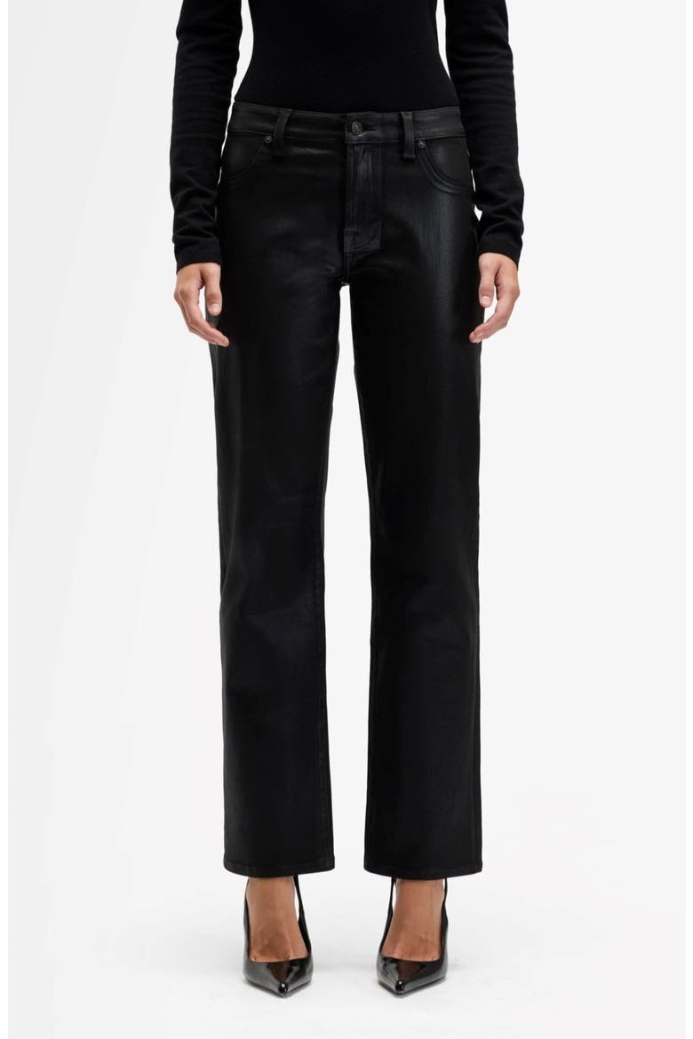 Calie Coated Mid Rise Straight Leg Jeans, Main, color, COATED BLACK