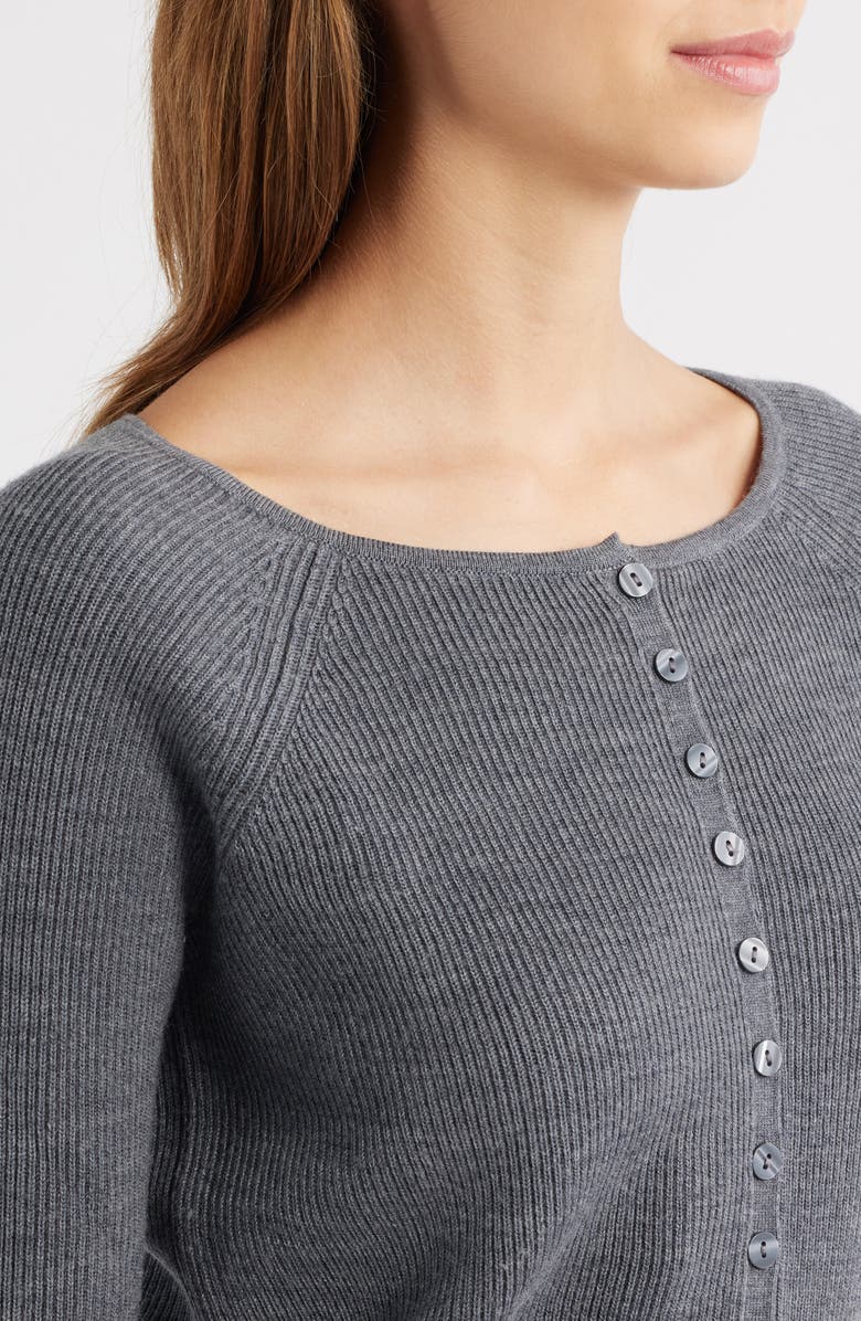 Reformation Meadow Wool Crop Cardigan, Alternate, color, Mid Grey