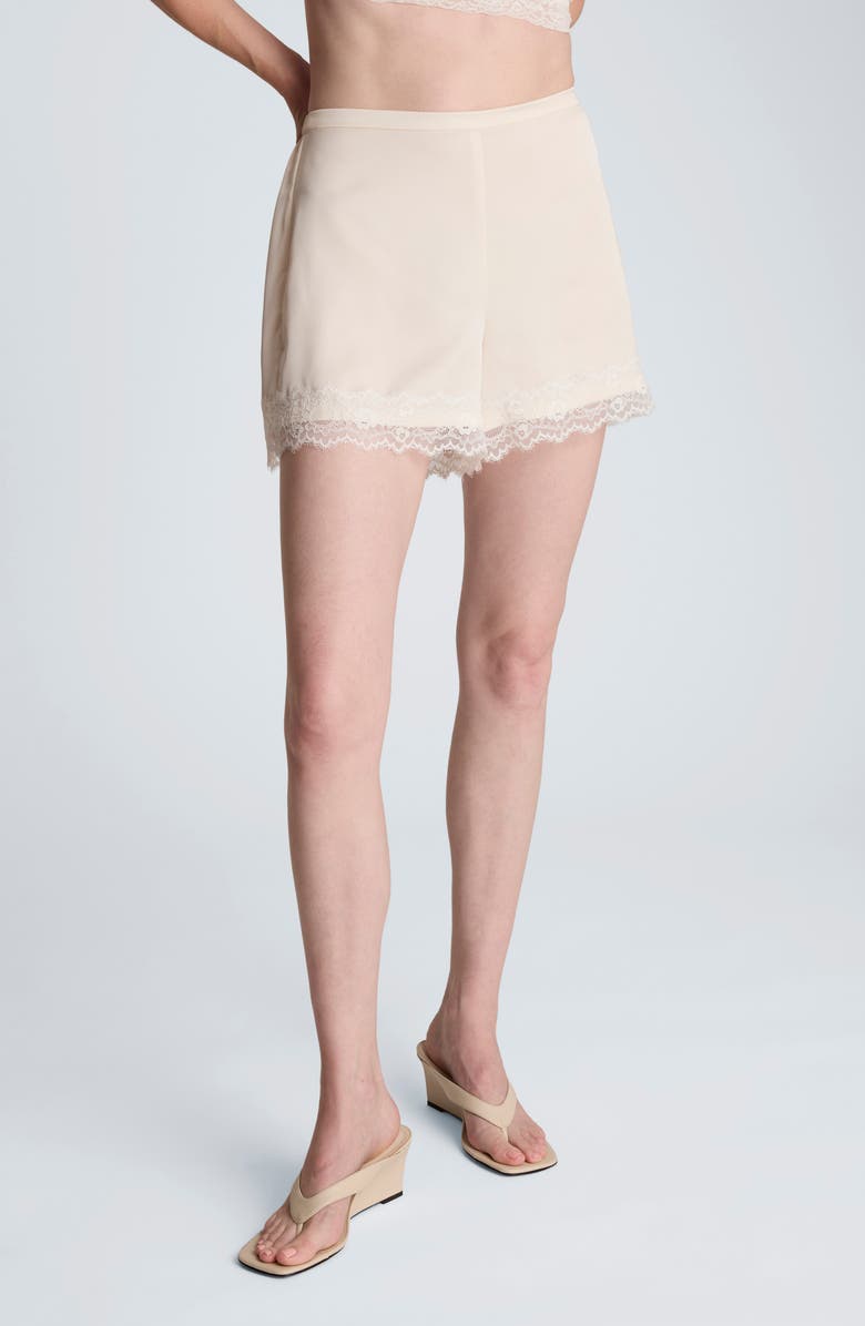 Kenneth Cole Tonal Lace Shorts, Alternate, color, Feather White