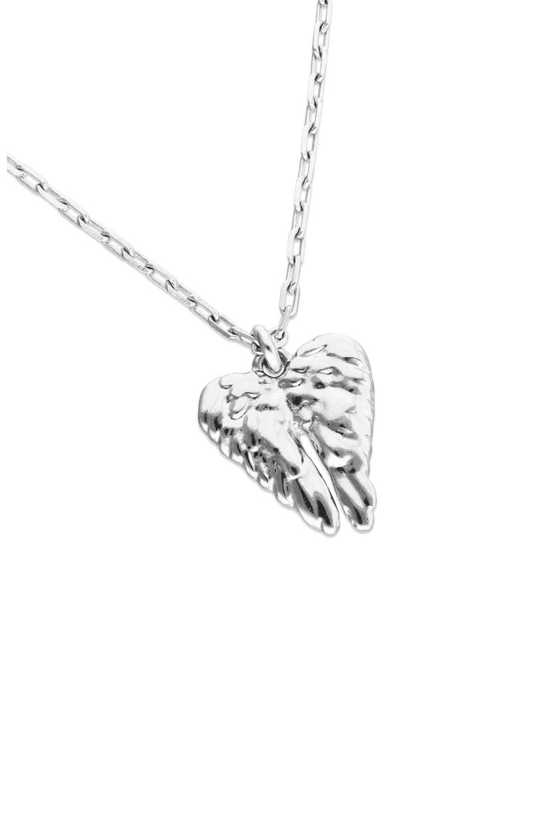 Sterling Silver Plated Short Necklace with Wing Detail, Alternate, color, Silver