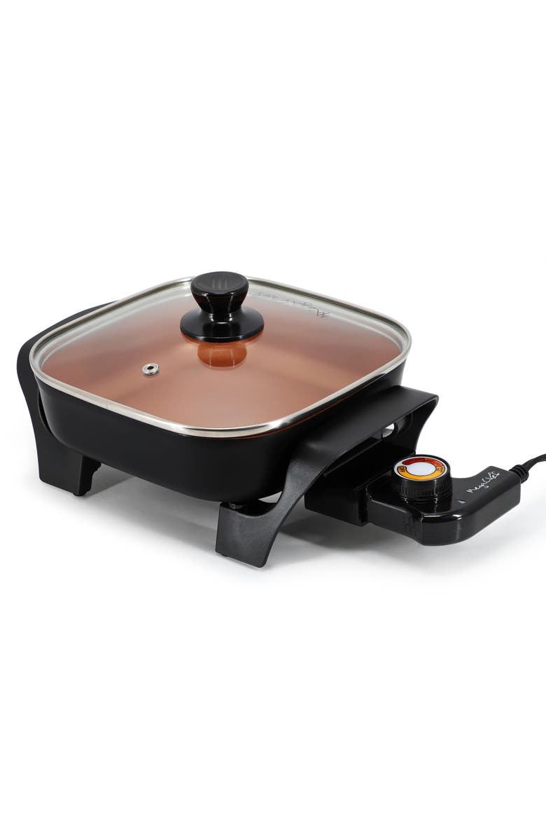 Megachef 8 Inch Electric Skillet with Lid in Black with Copper Coating, Alternate, color, Black