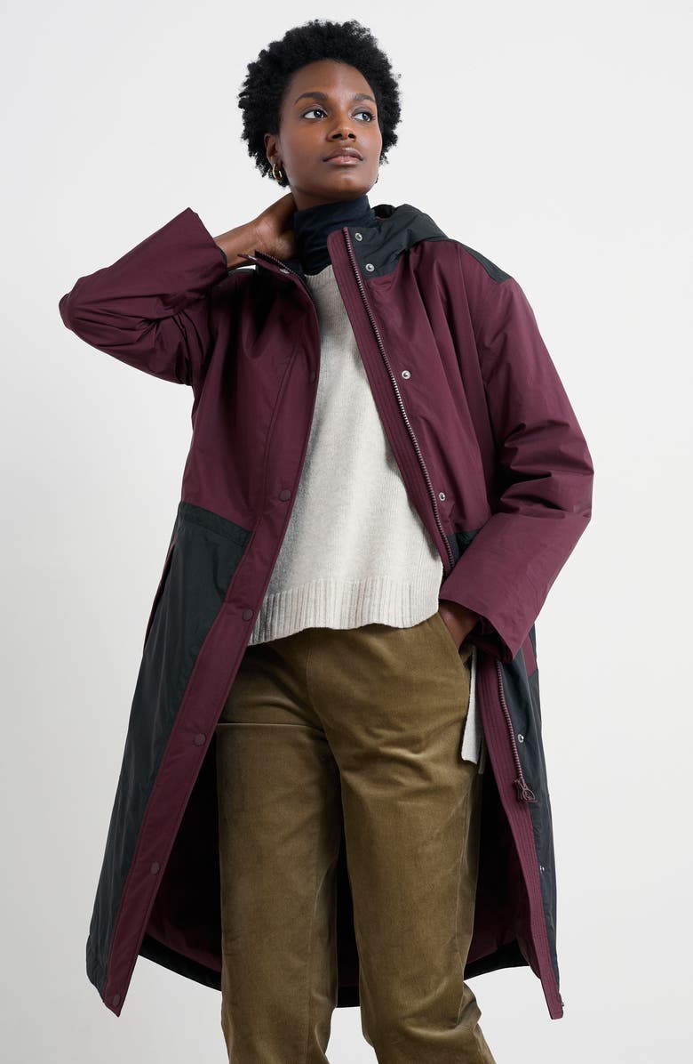 Seasalt Cornwall Chapel Rock Longline Waterproof Hooded Raincoat, Alternate, color, Dark Hellebore/Onyx