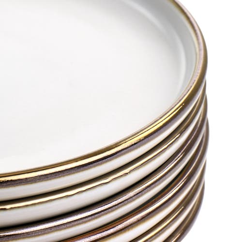 Elama Arthur 6 Piece Stoneware Salad Plate Set In White