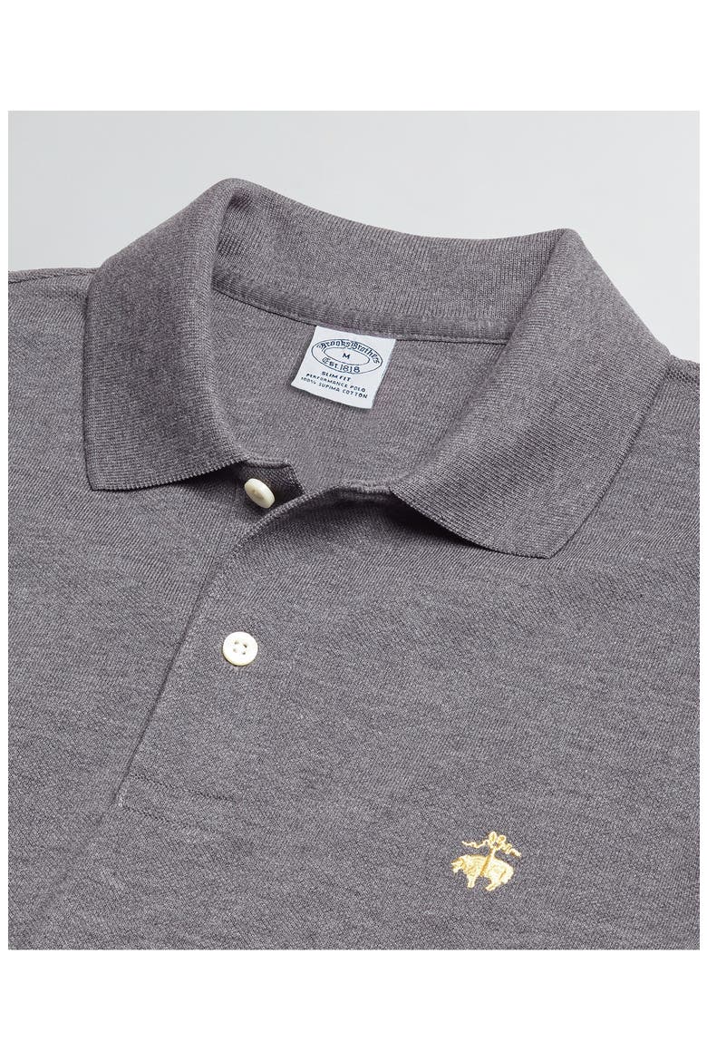 Slim Fit Stretch Cotton Piqué Polo, Alternate, color, CHARCOAL HEATHER