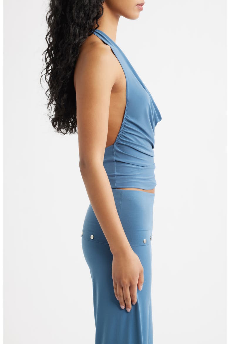 Elsa Knit Cowl Halter Top, Alternate, color, BLUE