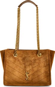 Saint Laurent Small Niki Matelassé Suede Shopping Tote