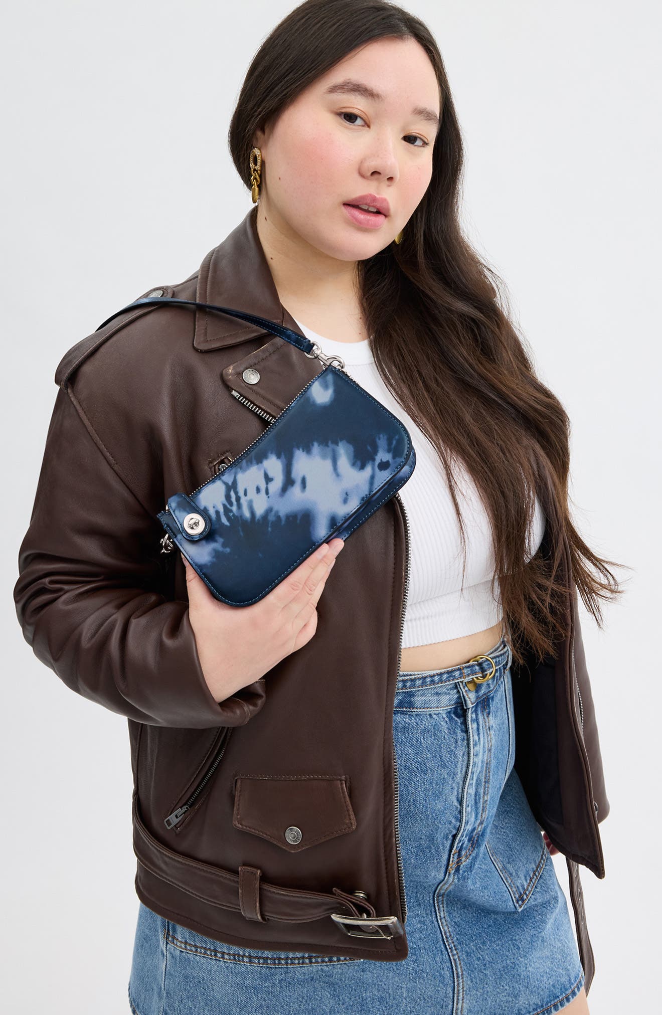 COACH Penn Tie Tye Leather Shoulder Bag, Alternate, color, 