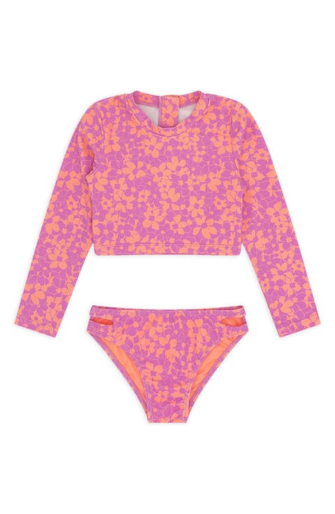 Kids' Waves 4 Days Long Sleeve UPF 50+ Two-Piece Rashguard Swimsuit (Little Kid & Big Kid)