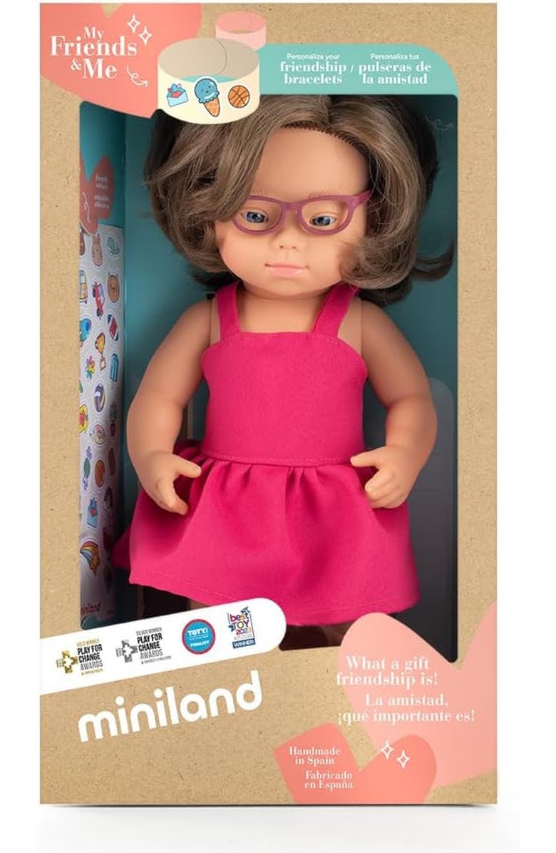 Miniland Baby Doll Caucasian Girl With Down Syndrome And Glasses 15'' (Box) - My Friends & Me, Alternate, color, Light Skin