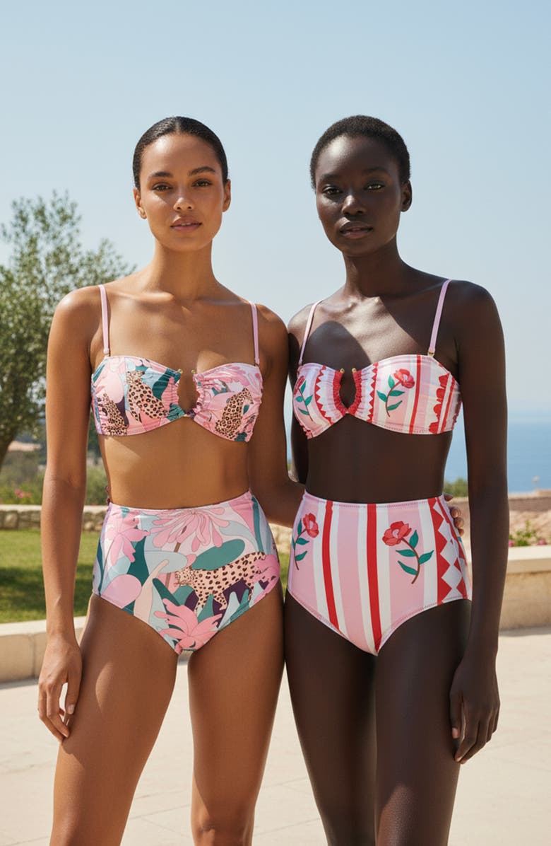 Jessie Zhao New York Jungle Rose Reversible Square Bandeau Top, Alternate, color, Pink