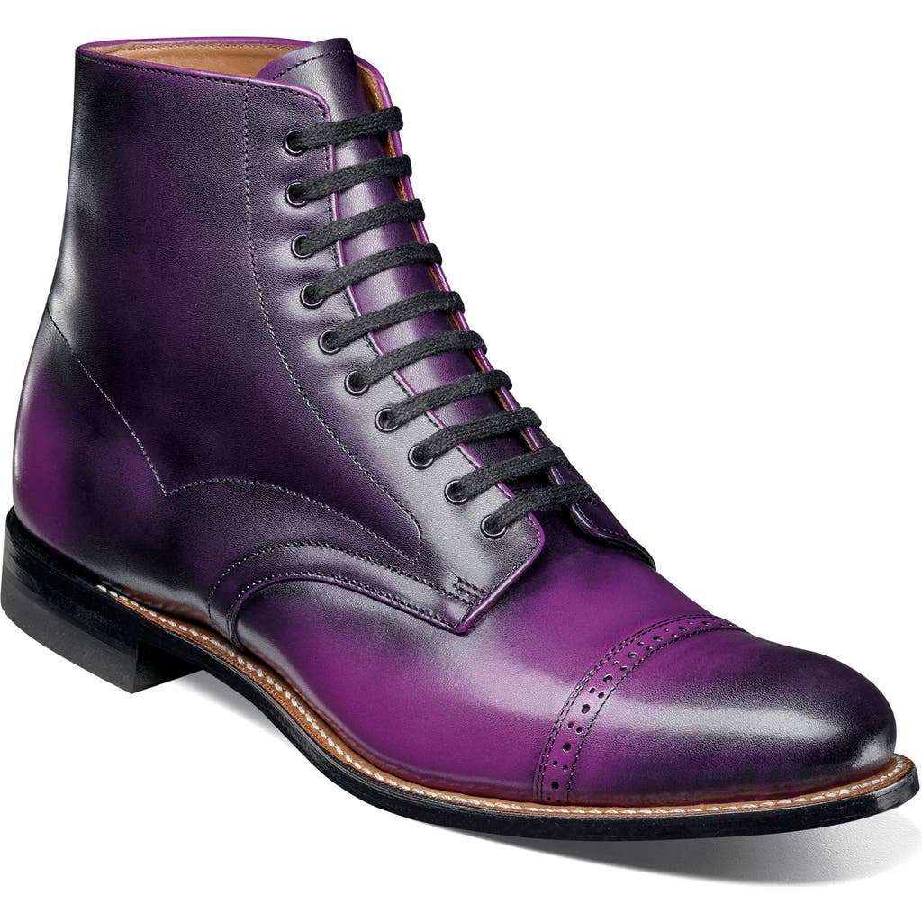 Stacy Adams Madison Cap Toe Lace Up Boot In Purple