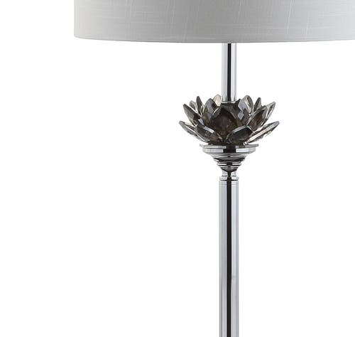 Jonathan Y Amelia Crystal / Metal Led Floor Lamp In Smoke Gray/chrome