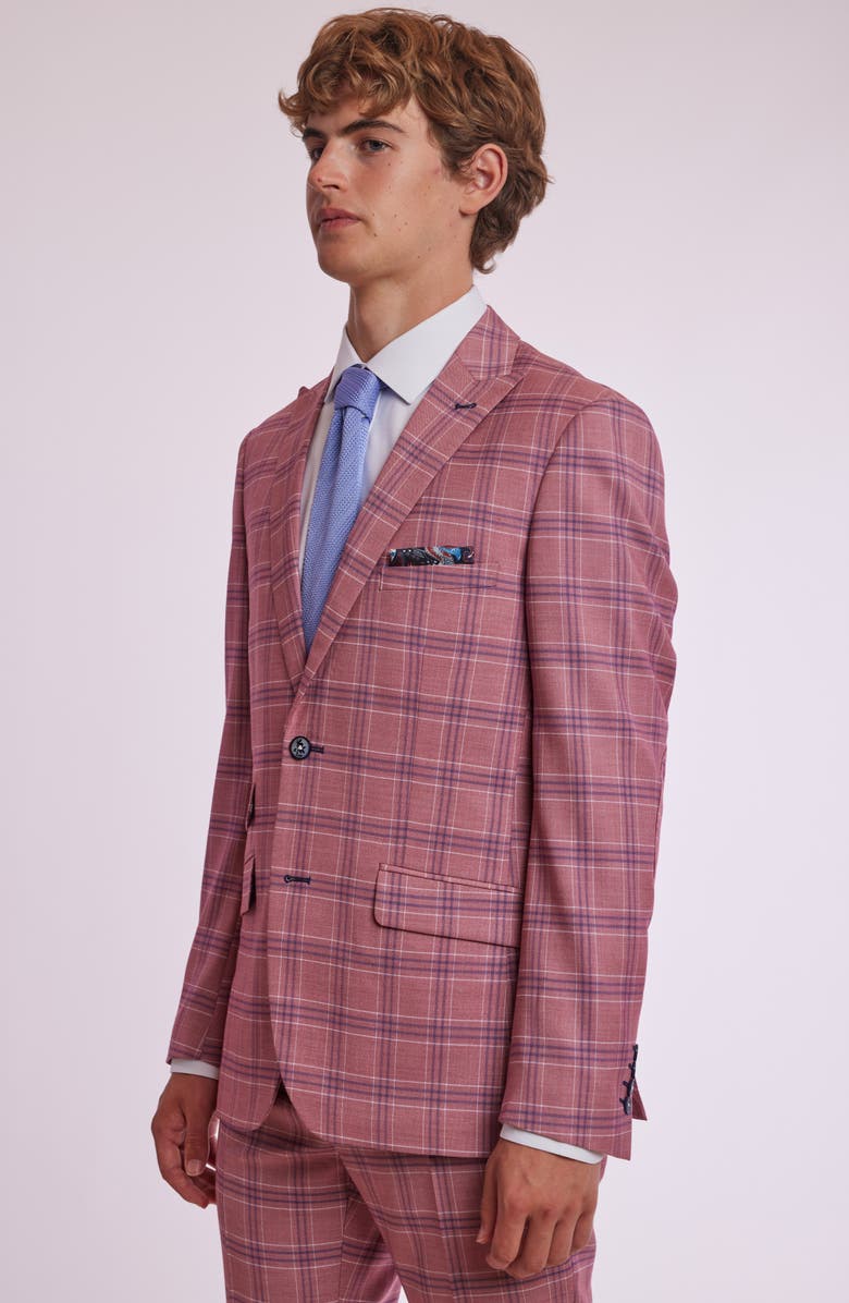 PAISLEY & GRAY Ashton Slim Fit Plaid Sport Coat, Alternate, color, Pink Blue White Check