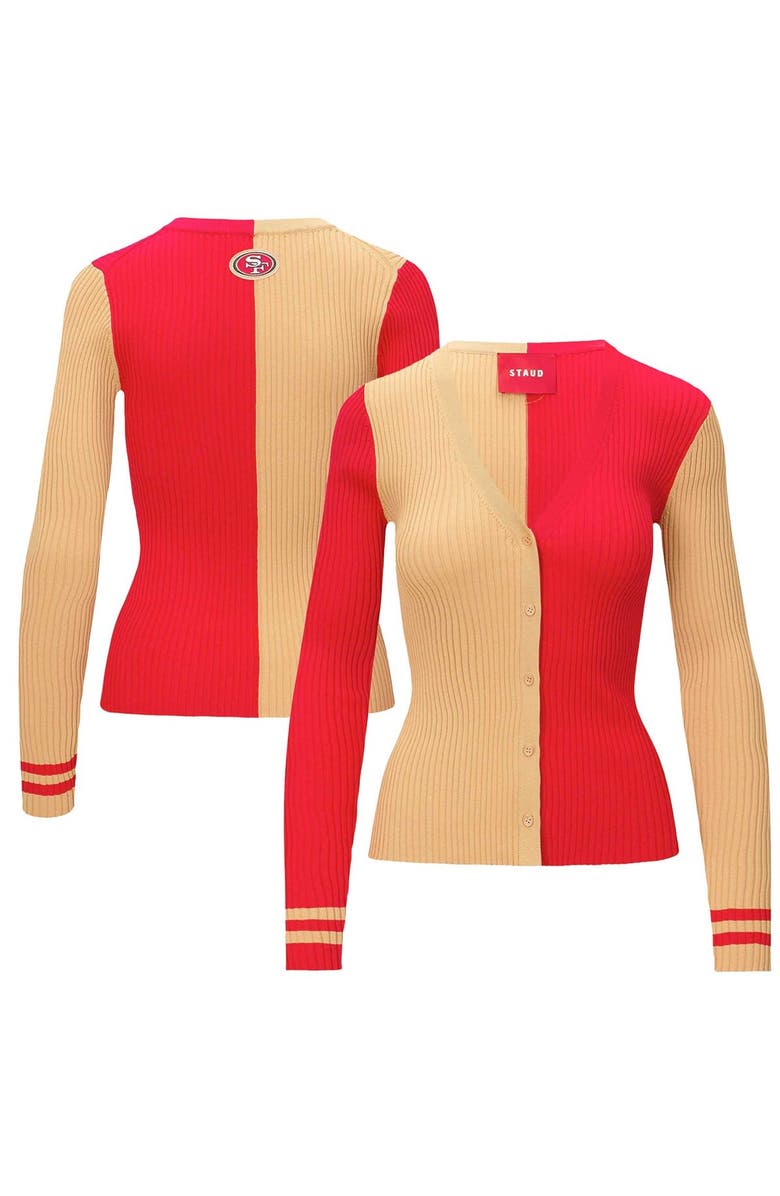 STAUD Women's STAUD Scarlet/Gold San Francisco 49ers Cargo Sweater, Main, color, 