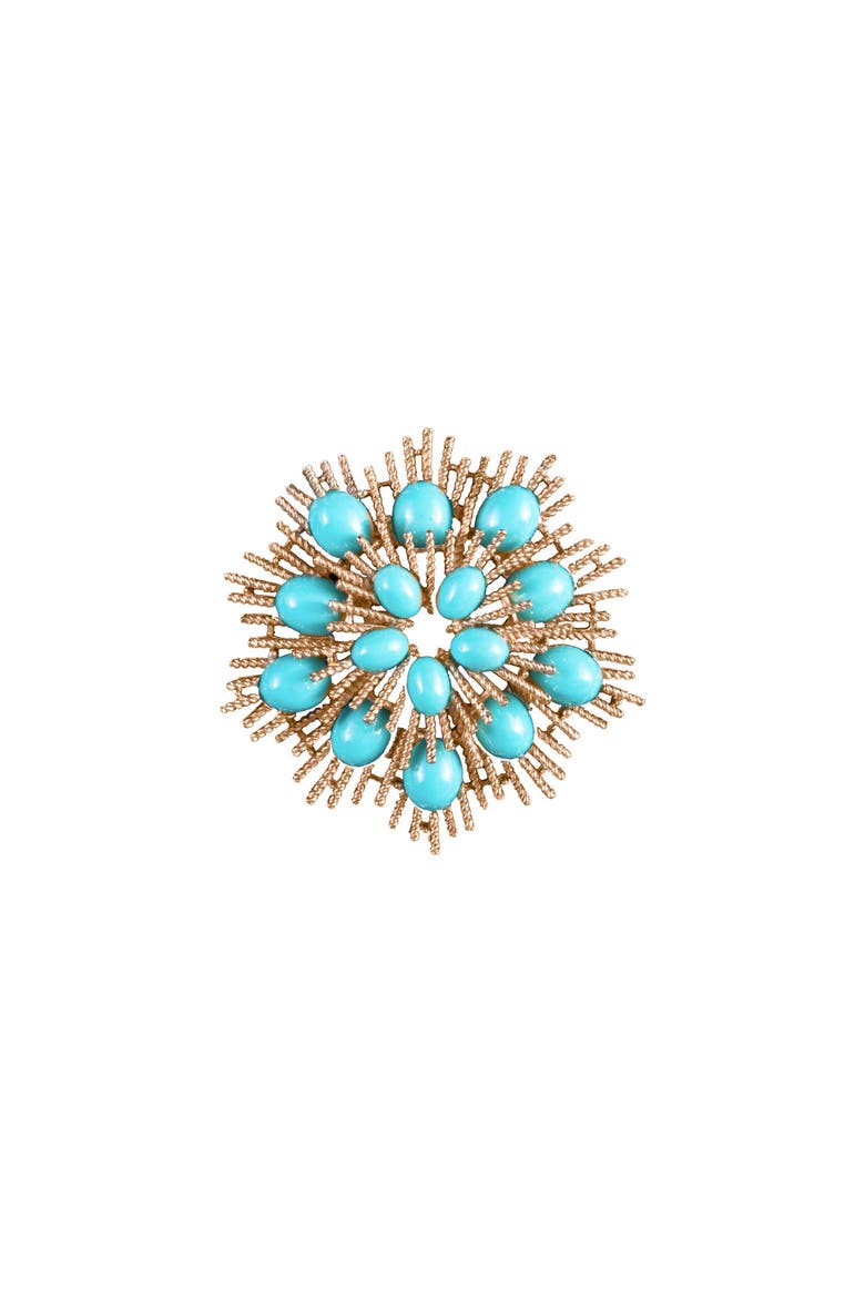 1960s Avon Turquoise Sunburst Brooch, Main, color, Turquoise Sunburst