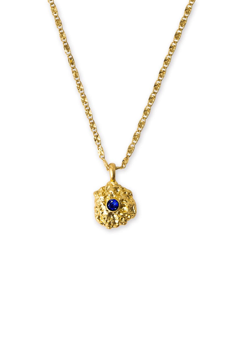Shayla Molten Cubic Zirconia Pendant Necklace, Main, color, Gold/Blue