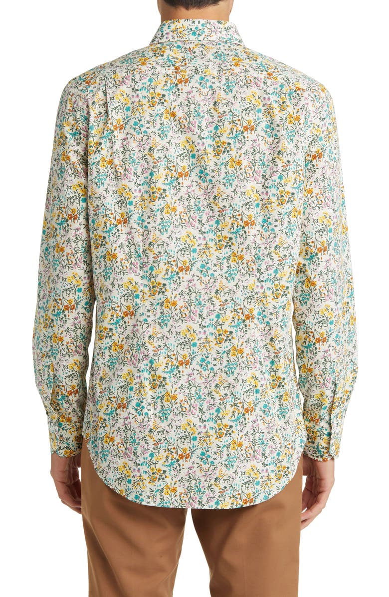 Paul Smith Tailored Fit Floral Cotton Dress Shirt, Alternate, color, Whites