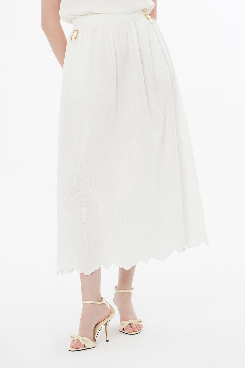Ecru A-Line Midi Skirt, Alternate, color, Ivory