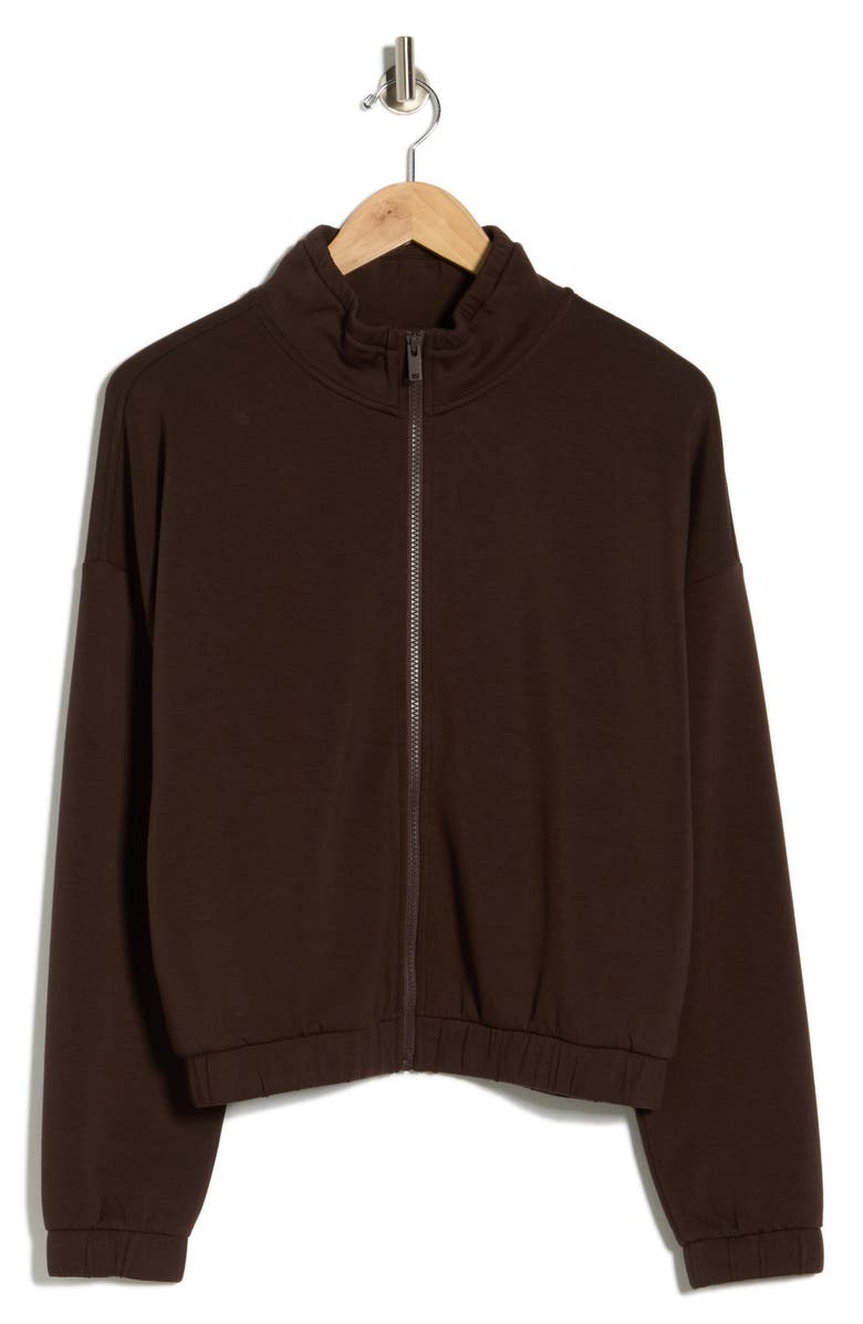 Z by Zella Whisper Knit Ruched Jacket, Alternate, color, Brown Mole'