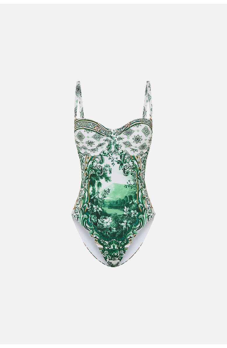 Camilla Ruched Cup Underwire One Piece Corridor Of Calm, Alternate, color, 