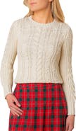 Hope & Henry Organic Peasant Sleeve Cable Sweater