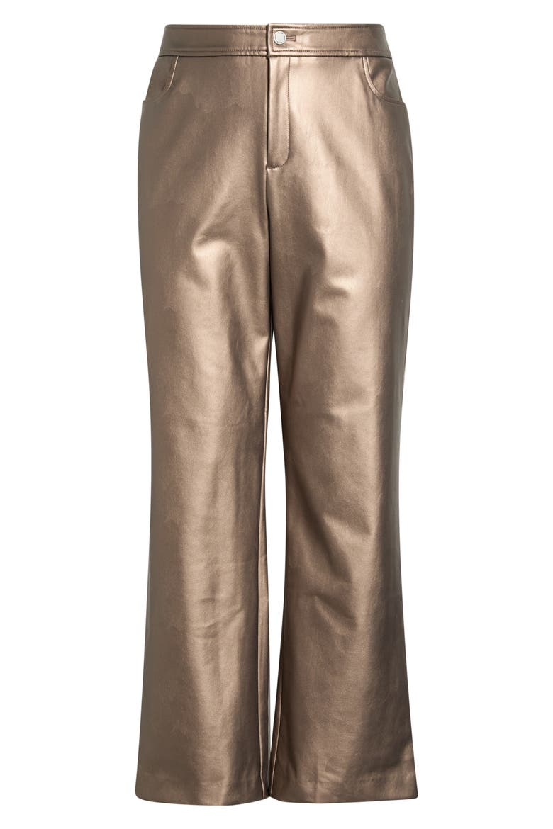 Metallic Faux Leather Bootleg Pants, Alternate, color, NATURAL CLAY METALLI