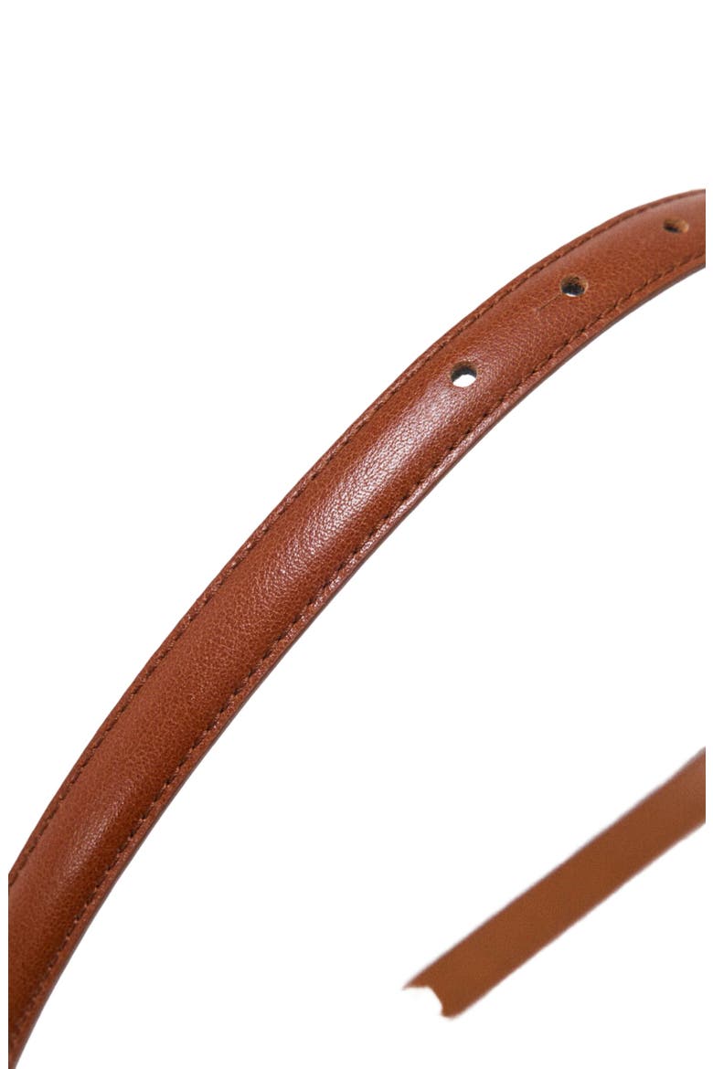 Slim smooth leather logo belt, Alternate, color, Tobacco