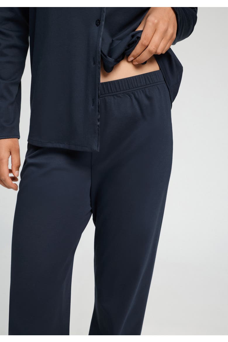 Cotton Silk Button Front Cotton Pajama Set, Alternate, color, Deep Navy